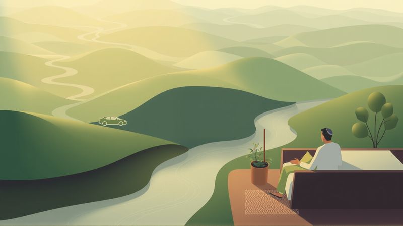 Tecnología armoniosa observa un paisaje tranquilo