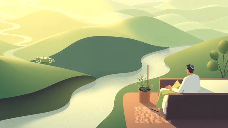 Tecnología armoniosa observa un paisaje tranquilo