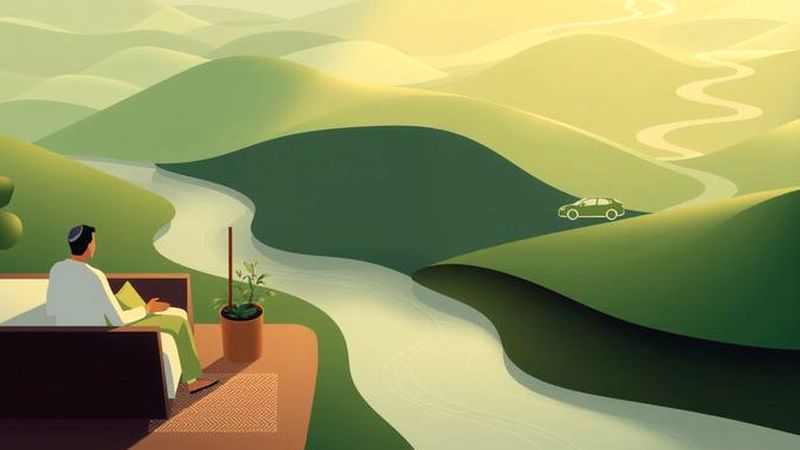 Tecnología armoniosa observa un paisaje tranquilo