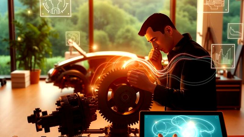 Un ingeniero analiza datos holográficos serenos