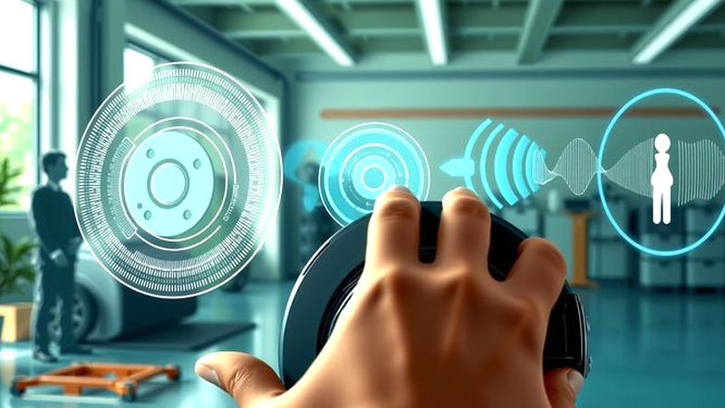 Manos examinan frenos con hologramas seguros