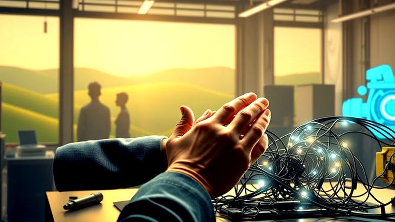 Técnico examina con cuidado la tecnología brillante