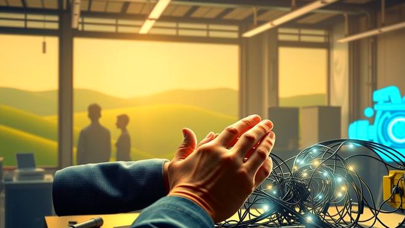 Técnico examina con cuidado la tecnología brillante
