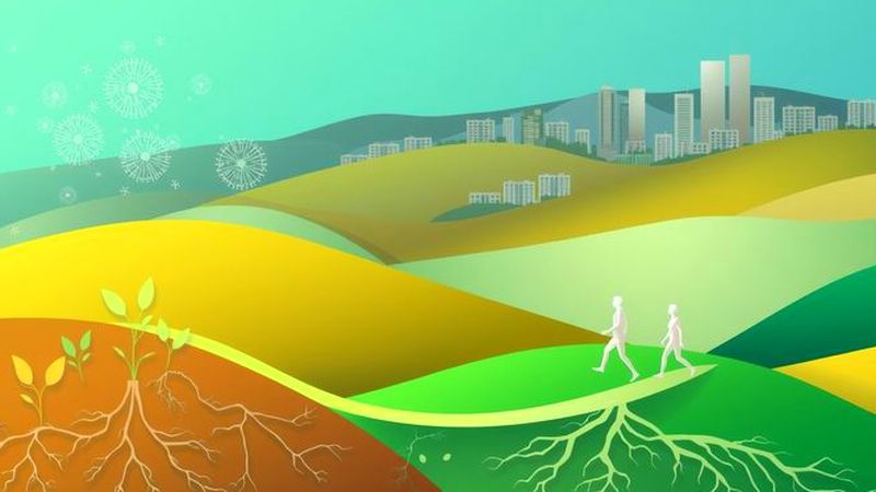 Ciudad serena y armoniosa en expansión