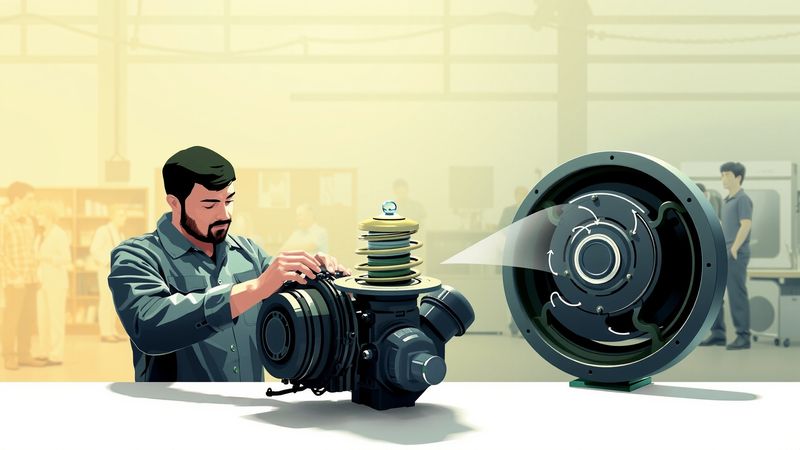 Un mecánico examina un motor antiguo