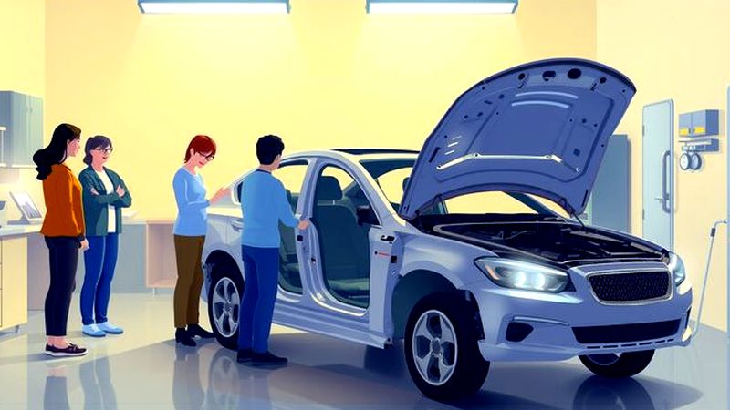 Un taller colaborativo diagnostica un auto iluminado
