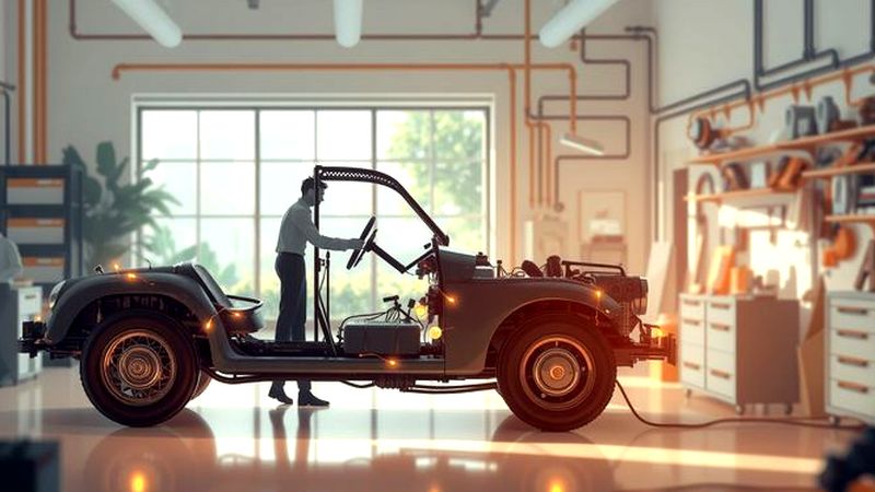 Un coche vintage iluminado resuelve problemas