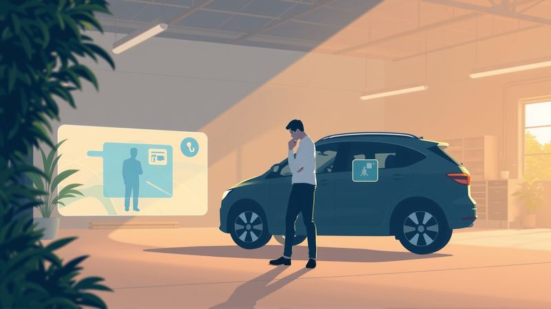 Un diseñador evalúa un vehículo con calma