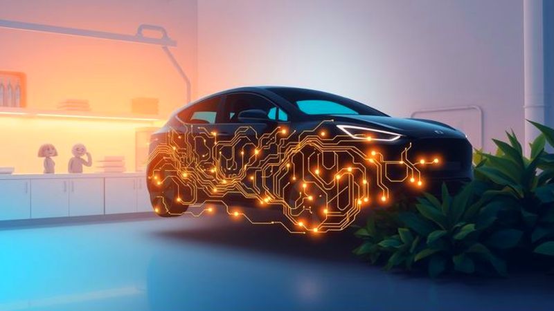 Vehículo futurista optimizado y conectado visualmente